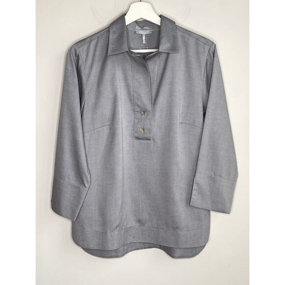 Hinson Wu Aileen Luxe Cotton Button Back Popover Shirt Tahitian Pearl Size 6 NWT - Picture 2 of 12